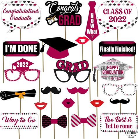 Buy Burgundy, Graduation Photo Booth Props 2022 - Maroon Graduation ...