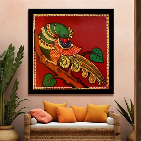 Tanjore Indian Traditional Canvas Painting with Large Framed Canvas ...