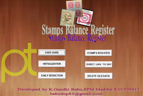 Tool for Stamp Register developed by