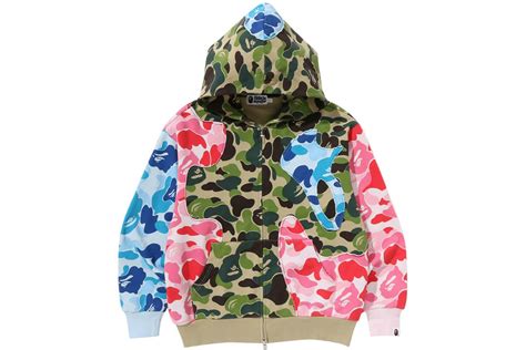 BAPE ABC Camouflage Patchwork Zip Hoodie Multicolore Homme de la ...