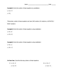 Image result for Solving Systems by Substitution Notes
