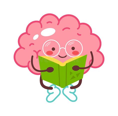 Cartoon brain reading book stock vector. Illustration of education ...