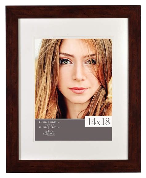 Gallery Solutions 14x18 Walnut Picture Frame Double White Mat Opening ...