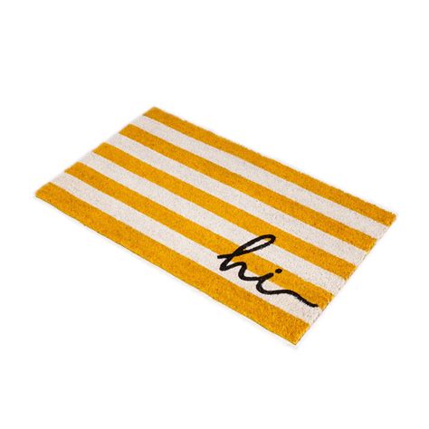 Hi Coir Doormat - Retro Yellow Striped Natural Entrance Mat – OnlyMat
