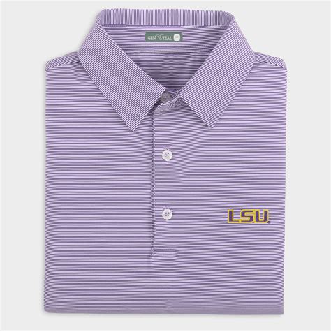 Men LSU Pinstripe Performance Polo | GenTeal Men Apparel