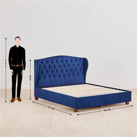 Buy Stellar Max Fabric Queen Bed with Drawer Storage - Blue from Home ...