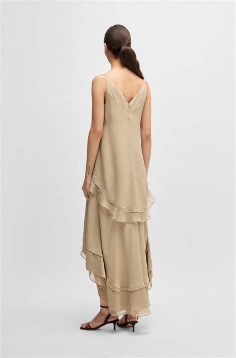 BOSS - Layered satin dress with silk inserts - Beige