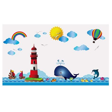 Ocean Underwater World Waterproof Self-Adhesive Wall Stickers DIY ...