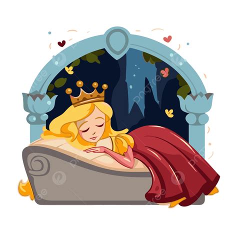 Dornröschen Cliparts Prinzessin Schläft Auf Dem Bett Vektor ...