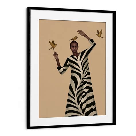 Woman with Birds & Zebra Surreal Art Print | Asianmonk