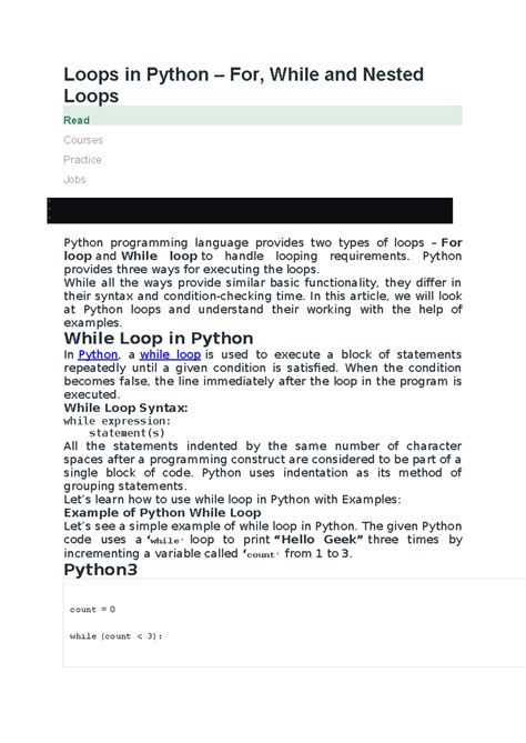 4. Loops in Python - Python provides three ways for executing the loops ...