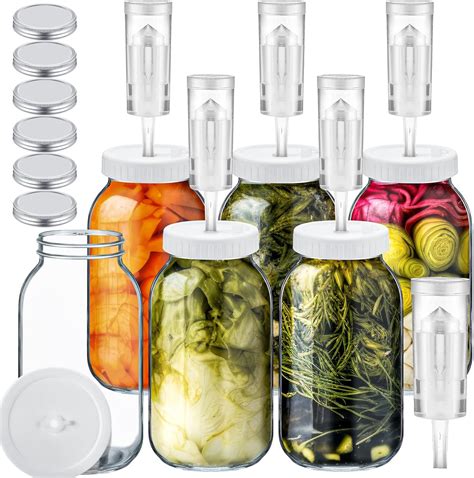 Amazon.com: Ziliny 12 Pcs Fermentation Kit Include 6 Pcs 64 oz Mason ...