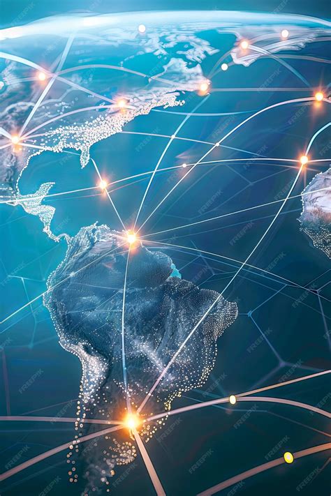 Premium Photo | Vertical world map with digital particles network connection data transfer and ...