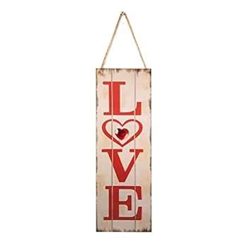 Amosfun Wooden Valentine's Day Love Hanging Sign Plaques Decorations ...
