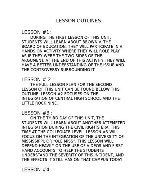 Image result for Lesson Outline Example