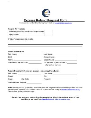 Express Refund Request Doc Template | pdfFiller