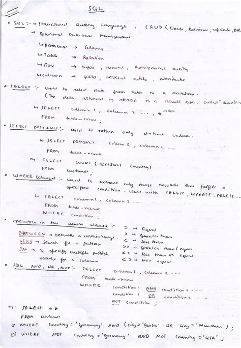 SQL notes 1 - sql - Data Structures - Studocu