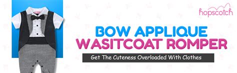 Hopscotch Boys Cotton Waistcoat Style Bow Applique Romper in Gray Color ...