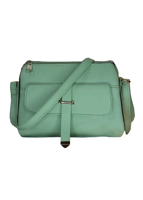 Get Front Buckle Pocket Detail Pista Green Cross-Body at ₹ 799 | LBB Shop