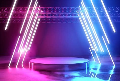 Leowefowa 8x6.5ft Bright Neon Stage Nightview Backdrop Vinyl Pink Blue ...