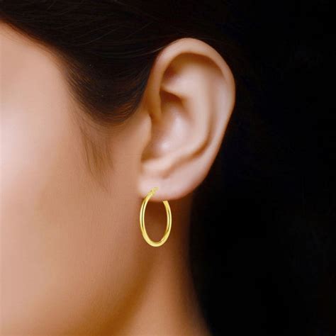 LeCalla - Buy 925 Sterling Silver Yellow Gold Plated Round Shape Hoop ...