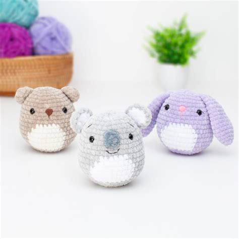 Crochet Squishmallow Pattern Bundle, Bear, Bunny and Koala, Kawaii ...
