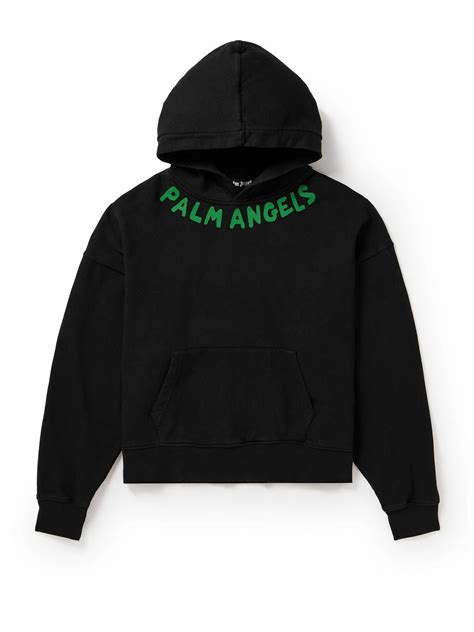 Palm Angels - Logo-Print Cotton-Jersey Hoodie - Black Palm Angels