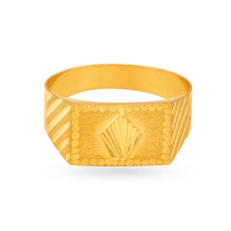 Textured Square Gold Finger Ring for Men