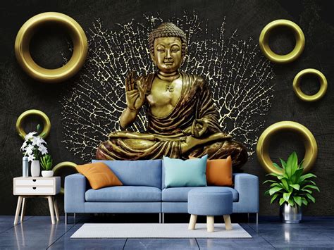 999STORE Designer Beautiful 3D Lord Buddha Wallpaper for Walls Living ...
