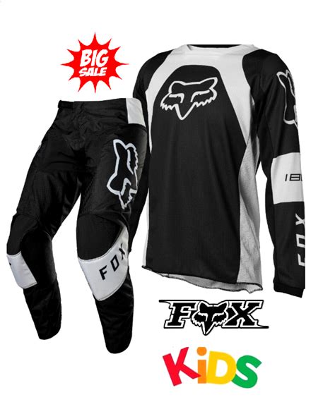 Fox LUX Youth Motocross pants & jersey black/white Kids MX Dirt bike ...