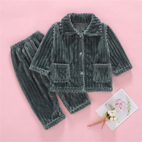 Boys Fleece Pajamas Set Winter Toddler Pajamas Loungewear Child PJS For ...