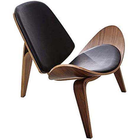 Homary Modern Shell Chair: Black Leather Lounge Chair with India | Ubuy