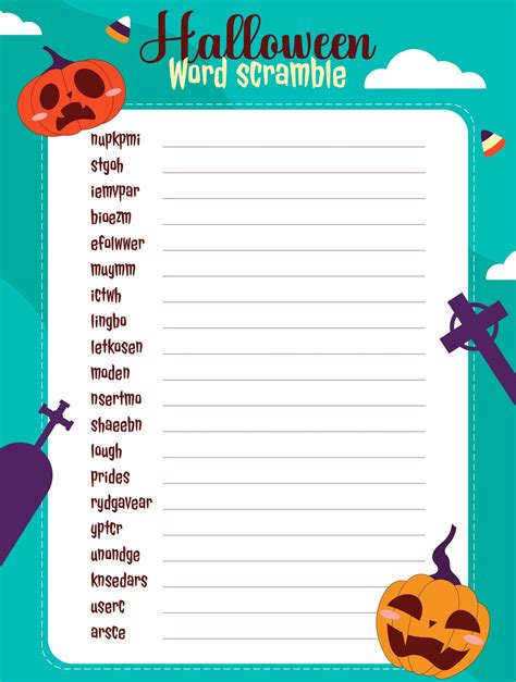 Halloween Word Scramble Free Printable - Printable Word Searches