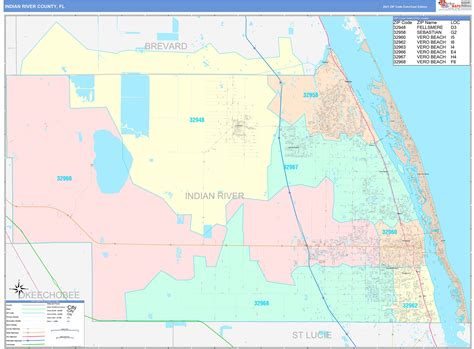 Indian River County, FL Wall Map Color Cast Style by MarketMAPS