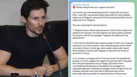 'Misguided approach': Telegram CEO Pavel Durov issues first statement ...