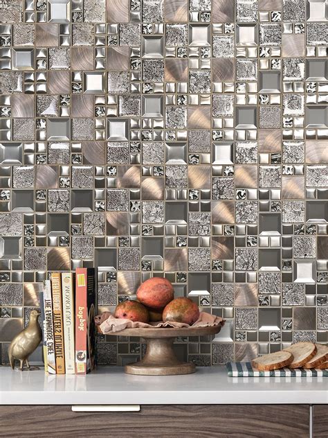 Glass Metal Gray Copper Mosaic Backsplash Tile | Backsplash.com ...