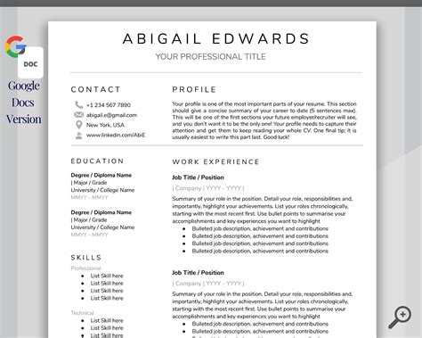 Google Docs RESUME CV TEMPLATE | Professional Resume Template Bundle