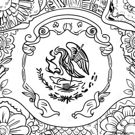 Vibrant Mexican Flag Coloring Page | Coloring-Pages.com