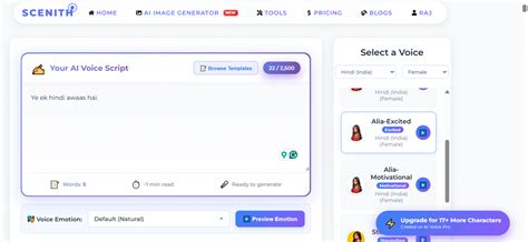Hindi Male Voice Generator – Free AI पुरुष आवाज़ | Scenith