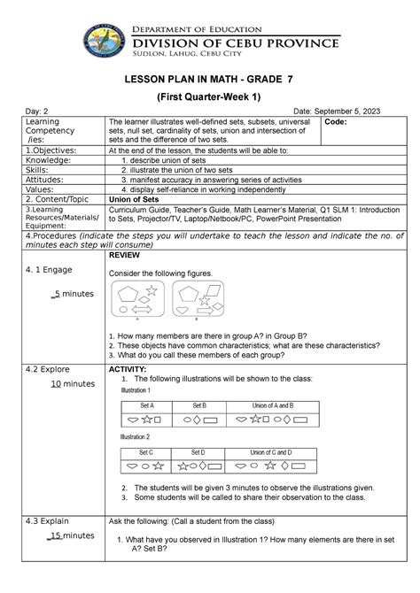 Image result for Math 7 Lesson Plan