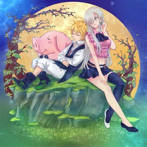 Meliodas x Elizabeth + Hawk | Seven deadly sins anime, Anime, Seven ...