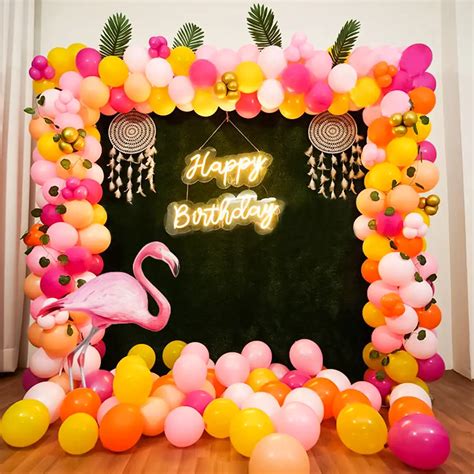 Pink Flamingo Theme Birthday Party Decor | Balloon Decorations in Surat ...