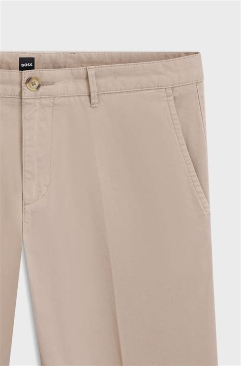 BOSS - Regular-fit chinos in stretch-cotton gabardine - Light Beige