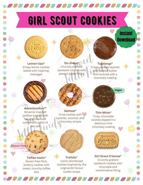 LBB Girl Scout Cookies Printable Cookie List Little Brownie Bakers ...