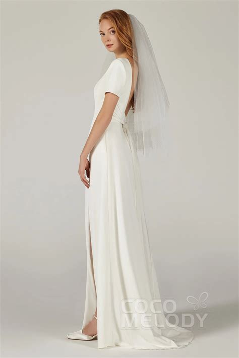 Cocomelody + Cap Sleeve Scoop Back Wedding Dress