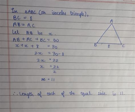 a barabar find the length of each of the equal side of the isosceles ...