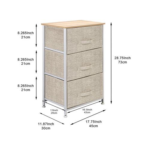 Buy 3-Tier Dresser Drawer, Storage Unit with 3 Easy Pull Fabric Drawers ...