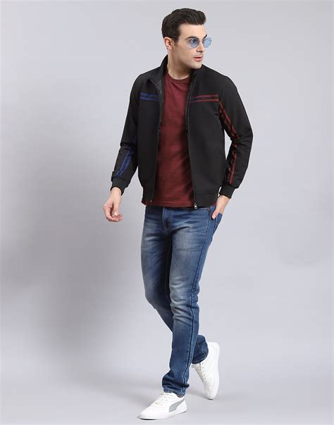Buy Men Black Solid Stand Collar Full Sleeve Jacket Online in India ...