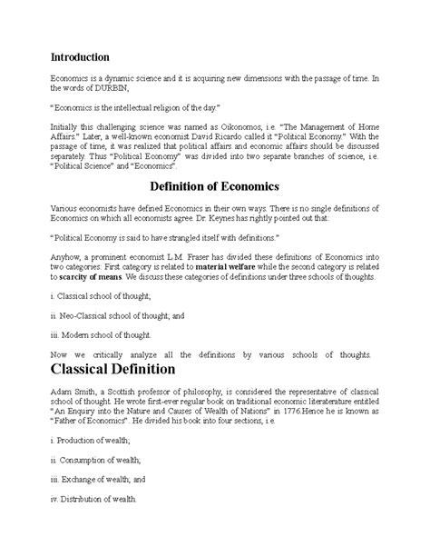 Introduction of economics - Introduction Economics is a dynamic science ...