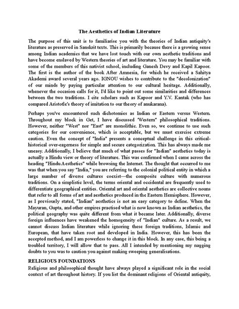 The Aesthetics of Indian Literature - AMU - Studocu